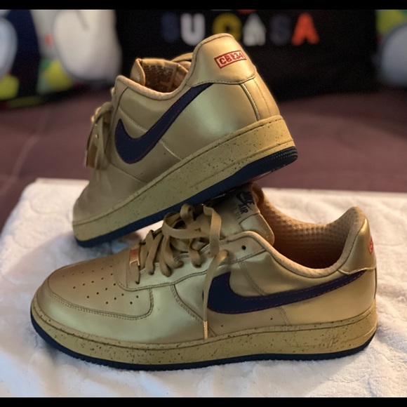 Nike Af1 Lo Sz 13 Charles Barkley Pack Gold/Navy/Red - Picture 3 of 3